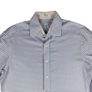 Bugatchi Dress Shirt Men's Large Purple Long Sleeve Collared Shaped Fit Gingham